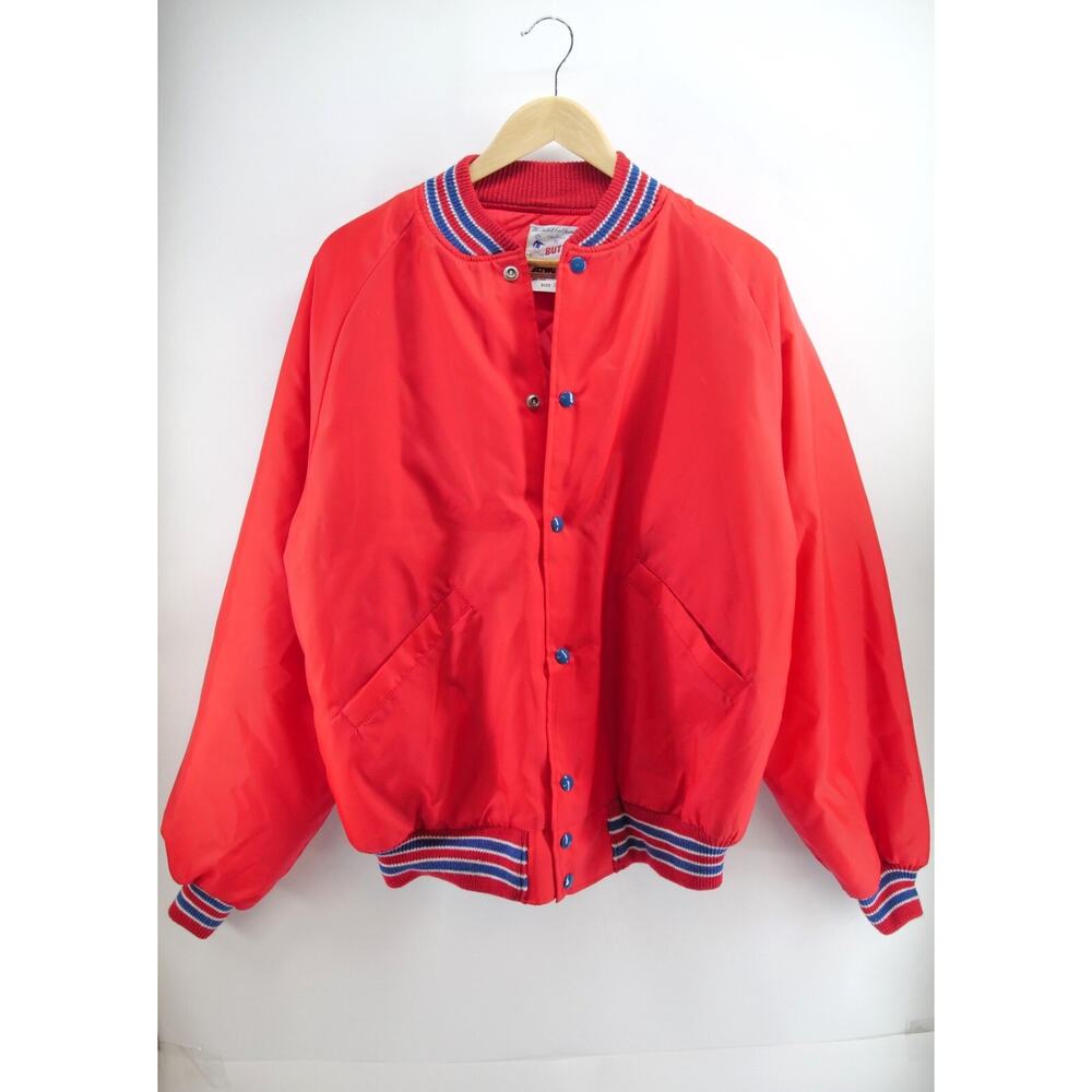 Vintage Blank Satin Bomber Jacket Red XL BUTWIN Made in USA‎ 70s and 80s Rare